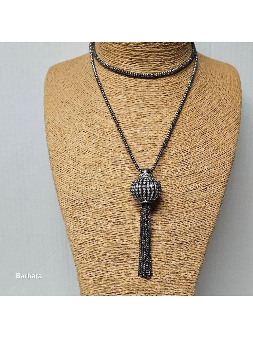 Vintage Lia Sophia Moroccan-style Crystal Ball and Chain Tassel Necklace